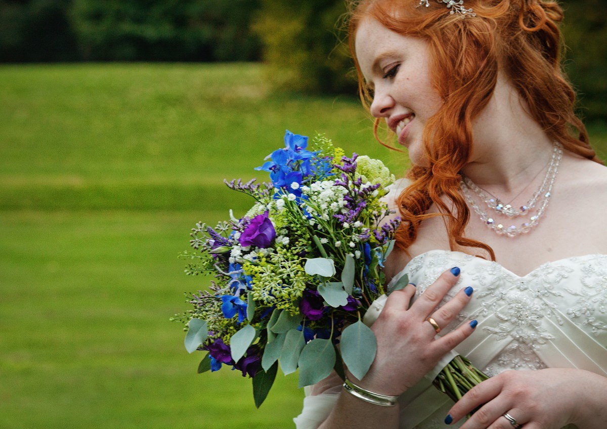 the bride with flowers