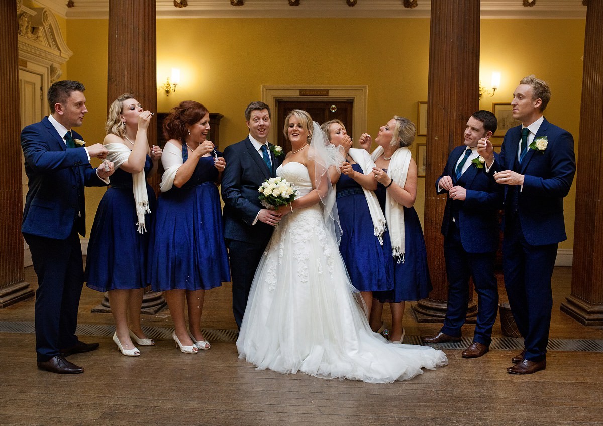 bride in circle of guests