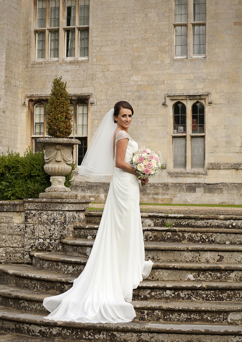 Olgerta on stairs of Rushton Hall