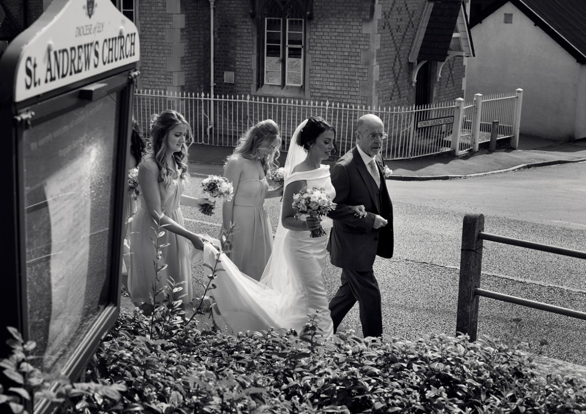 arriving at St Andrew's Church in Orwell